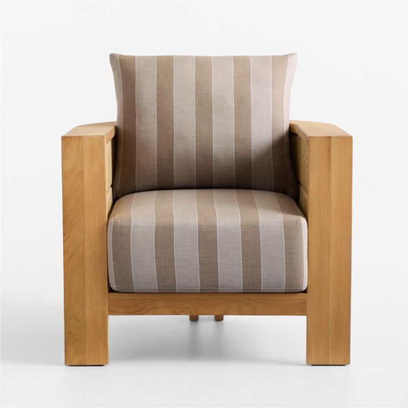 Bali Natural Teak Outdoor Lounge Chair with Range Dune Stripe Sunbrella ® Cushions - image 7 of 11