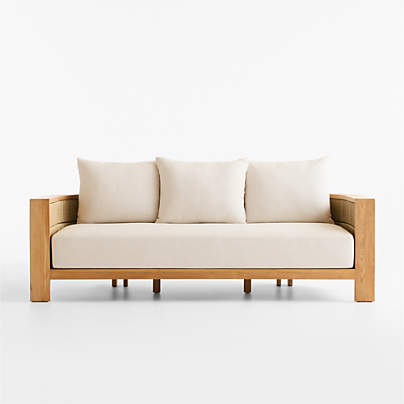 Bali 86" Natural Teak Outdoor Sofa with Nova Glow Sunbrella ® Cushions