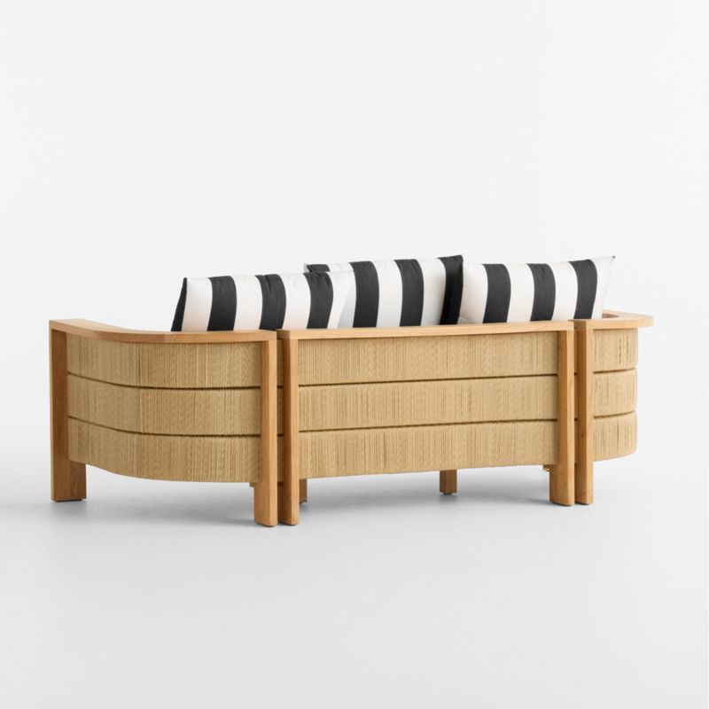 Bali 86" Natural Teak Outdoor Sofa with Black and White Cabana Stripe Sunbrella ® Cushions - image 9 of 12