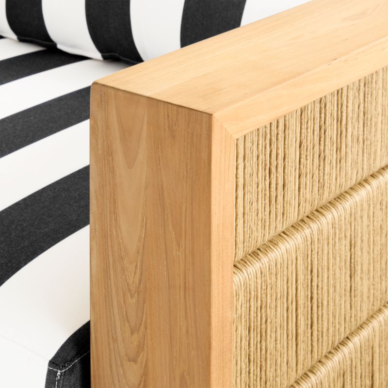 Bali 86" Natural Teak Outdoor Sofa with Black and White Cabana Stripe Sunbrella ® Cushions - image 11 of 12