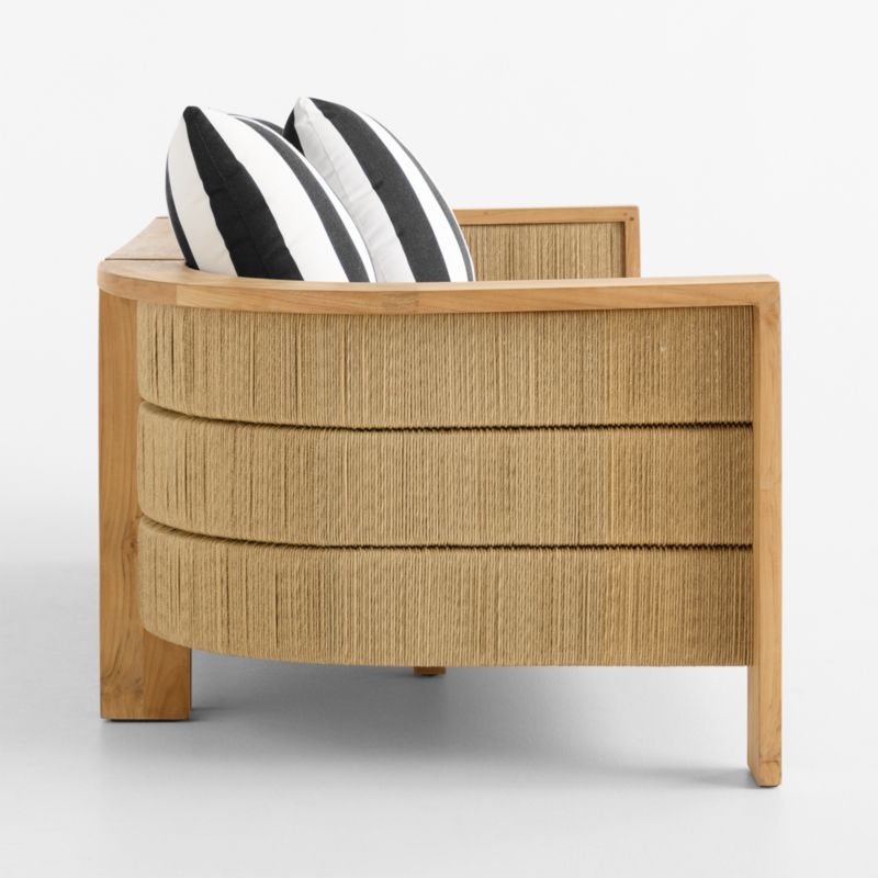 Bali 86" Natural Teak Outdoor Sofa with Black and White Cabana Stripe Sunbrella ® Cushions - image 10 of 12