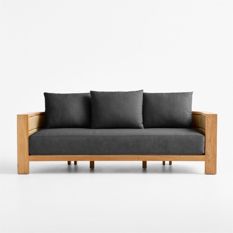 Viewing product image Bali 86" Natural Teak Outdoor Sofa with Cast Charcoal Sunbrella ® Cushions - image 1 of 8