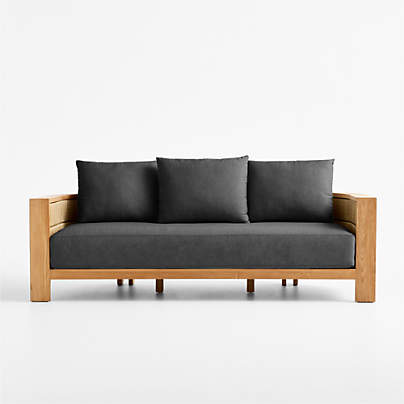Bali 86" Natural Teak Outdoor Sofa with Cast Charcoal Sunbrella ® Cushions
