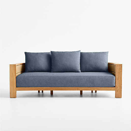 Bali 86" Natural Teak Outdoor Sofa with Cast Harbor Sunbrella ® Cushions