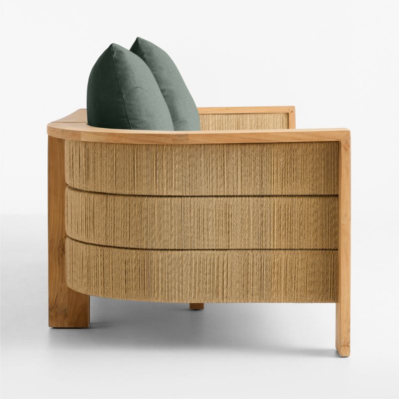 Bali 86" Natural Teak Outdoor Sofa with Cast Ivy Sunbrella ® Cushions