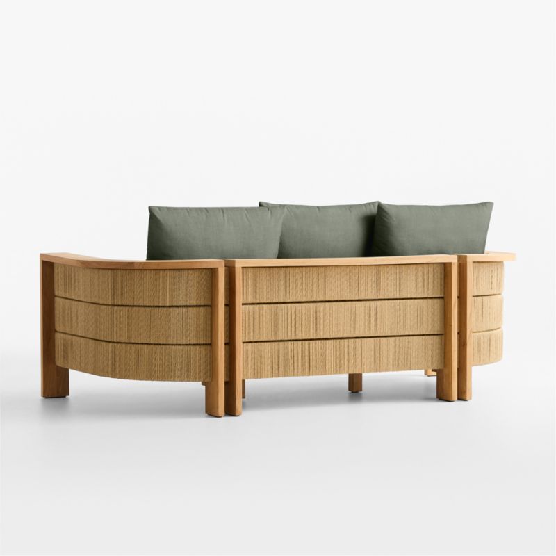 Bali 86" Natural Teak Outdoor Sofa with Cast Sage Sunbrella ® Cushions