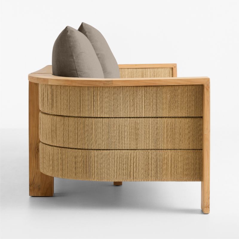 Bali 86" Natural Teak Outdoor Sofa with Cast Shale Sunbrella ® Cushions