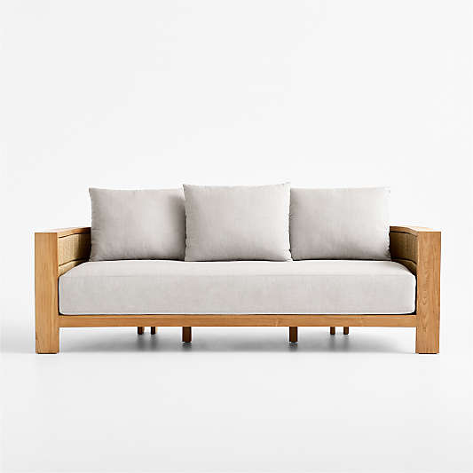 Bali 86" Natural Teak Outdoor Sofa with Cast Silver Sunbrella ® Cushions
