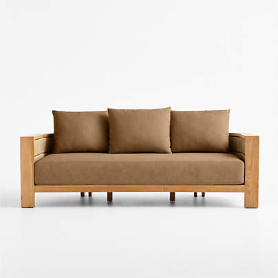 Bali 86" Natural Teak Outdoor Sofa with Cast Teak Sunbrella ® Cushions