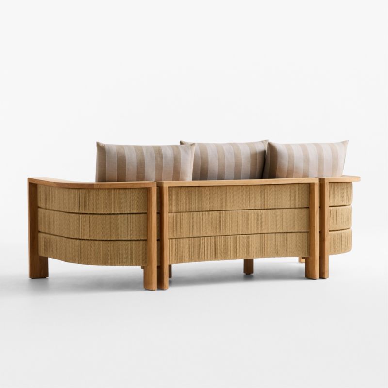 Bali 86" Natural Teak Outdoor Sofa with Range Dune Stripe Sunbrella ® Cushions - image 11 of 13