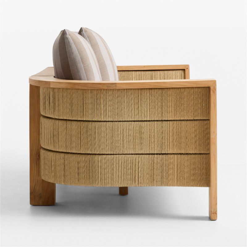 Bali 86" Natural Teak Outdoor Sofa with Range Dune Stripe Sunbrella ® Cushions - image 10 of 13