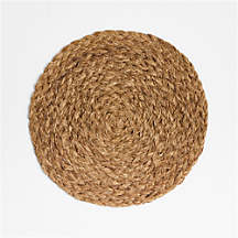 Bali Dark Abaca Woven Round Placemat + Reviews | Crate & Barrel