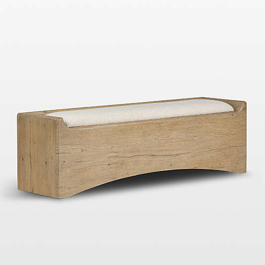 Balon Charter Oatmeal Fabric with Drifted Oak Thick Veneer Storage Trunk