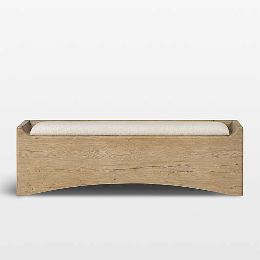 Balon Charter Oatmeal Fabric with Drifted Oak Thick Veneer Storage Trunk