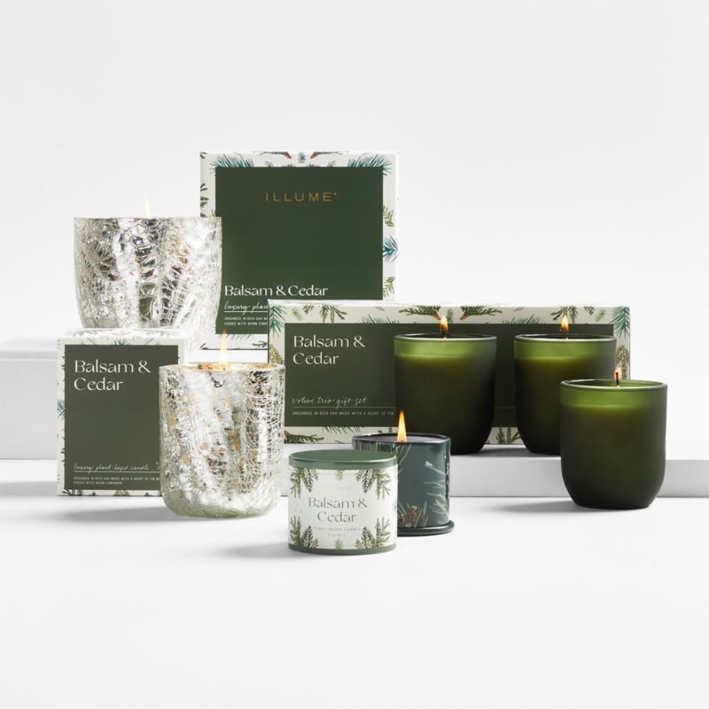 ILLUME Balsam and Cedar Trio Holiday Candle Set + Reviews | Crate & Barrel