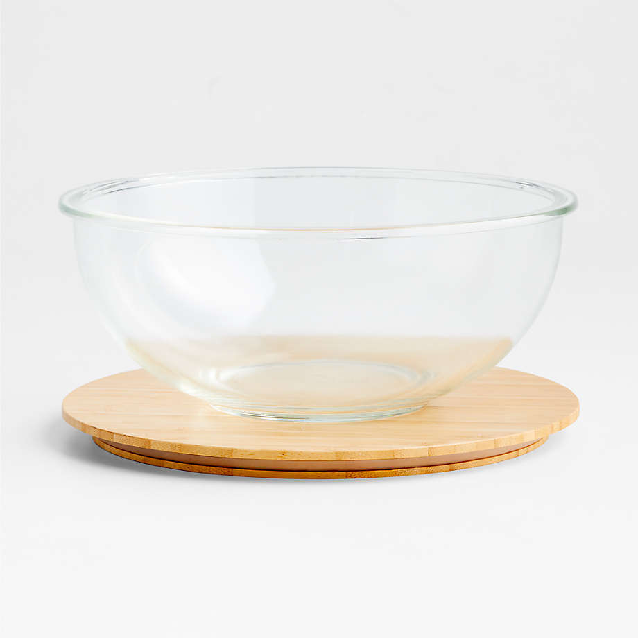 Large Glass Mixing Bowl with Bamboo Lid | Crate & Barrel