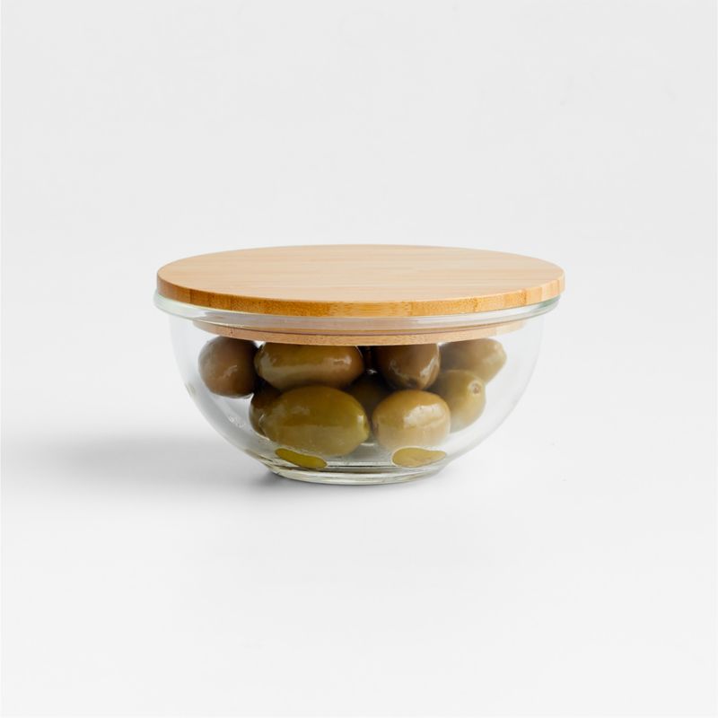 Large Glass Mixing Bowl with Bamboo Lid | Crate & Barrel