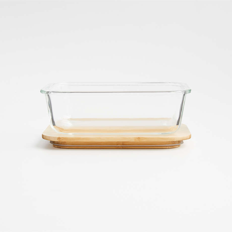 4-Cup Rectangular Glass Storage Container with Bamboo Lid +