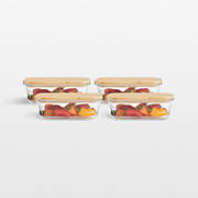 20-Piece Round Glass Containers with Bamboo Lids Set