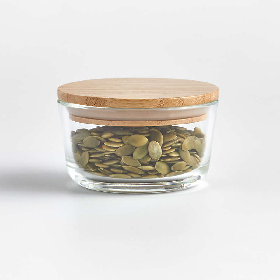 10 oz Tall Clear Glass Borosilicate Jar with Bamboo Lid