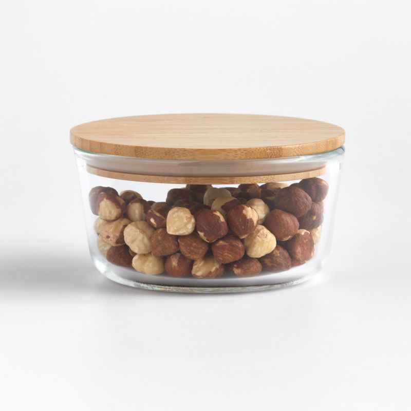 2-Cup Rectangular Glass Storage Container with Bamboo Lid | Crate & Barrel