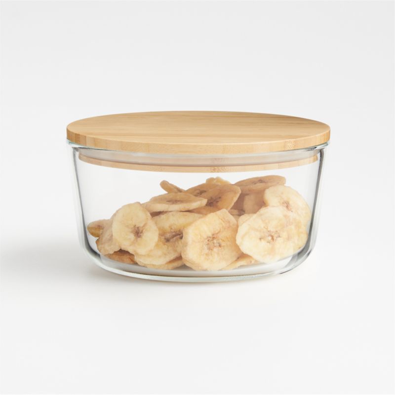 7-Cup Rectangular Glass Storage Container with Bamboo Lid | Crate & Barrel