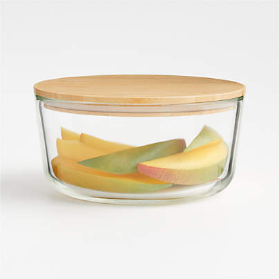 Freshmage 4 PCS Glass Cups with Bamboo Lids and