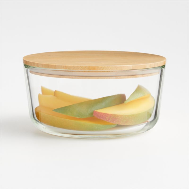 7-Cup Rectangular Glass Storage Container with Bamboo Lid