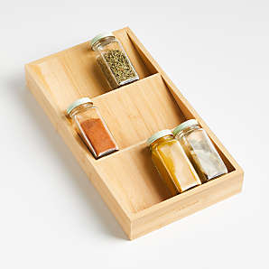 Maia Olivewood 6-Jar Spice Rack | Crate & Barrel