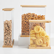 Rectangular Acrylic Kitchen Pantry Storage Canisters with Bamboo Lids, Set of 3