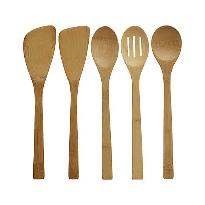 5 Piece Bamboo Kitchen/Cooking Utensils Set, Eco-Friendly Product,  Plastic-Free
