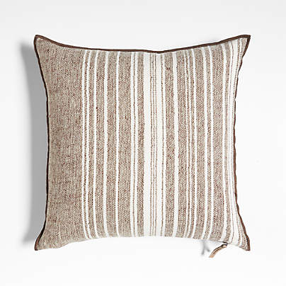 Bande Dark Beige Textured Stripe 20"x20" Throw Pillow Cover