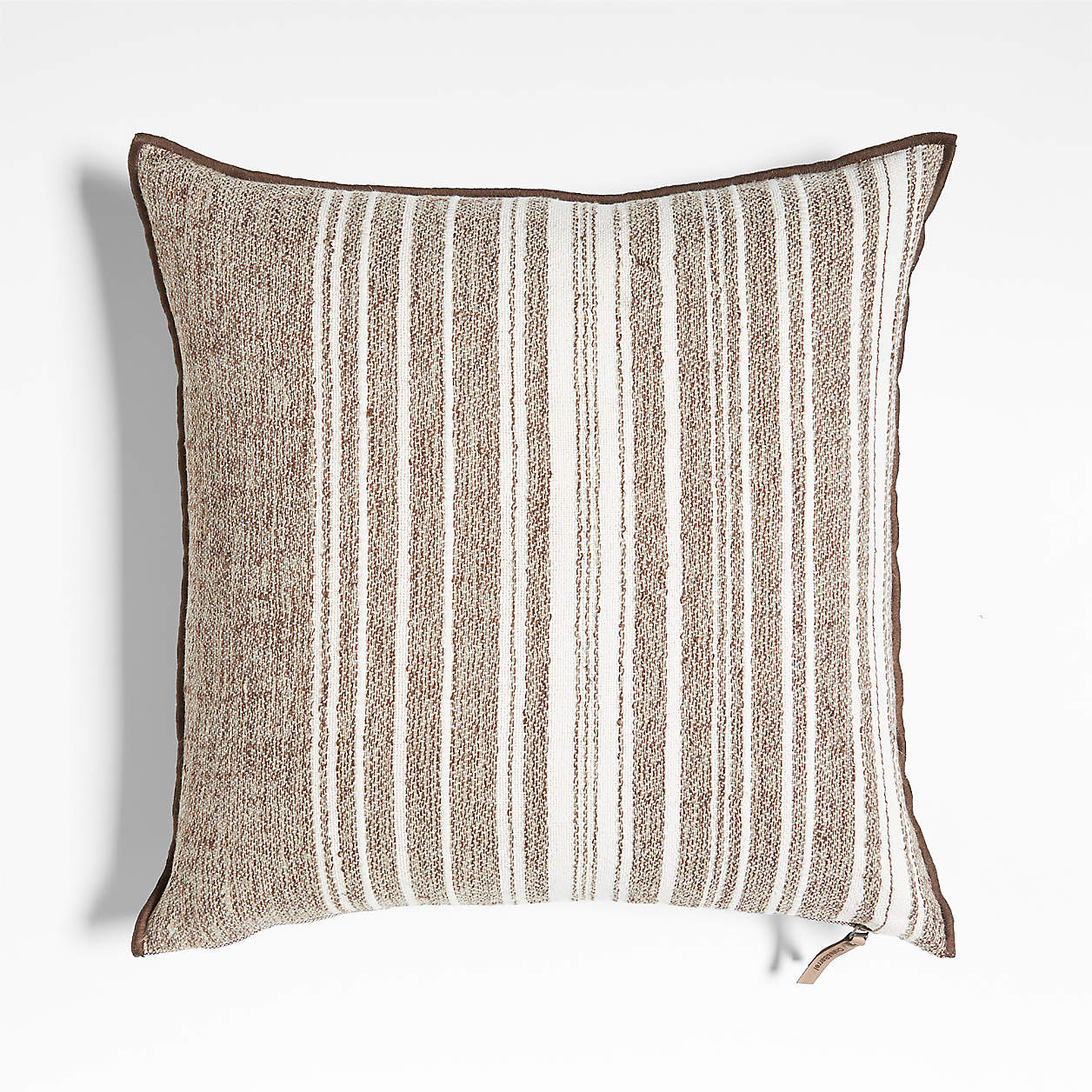 Bande Dark Beige Textured Stripe 20x20 Throw Pillow Cover Reviews Crate And Barrel 