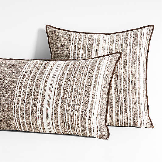 Bande Dark Beige Textured Stripe 36"x16" Throw Pillow Cover