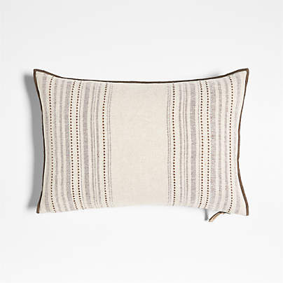 Bande Ivory Textured Stripe 22"x15" Throw Pillow Cover