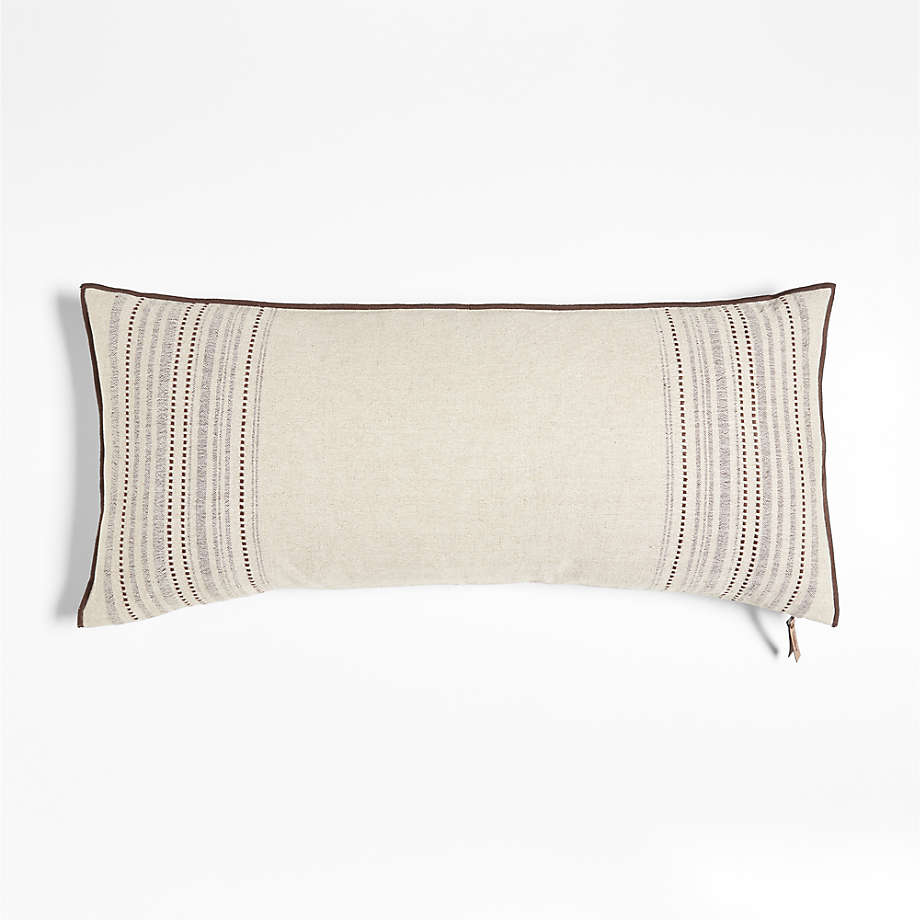 Bande Ivory Textured Stripe 36"x16" Throw Pillow Cover