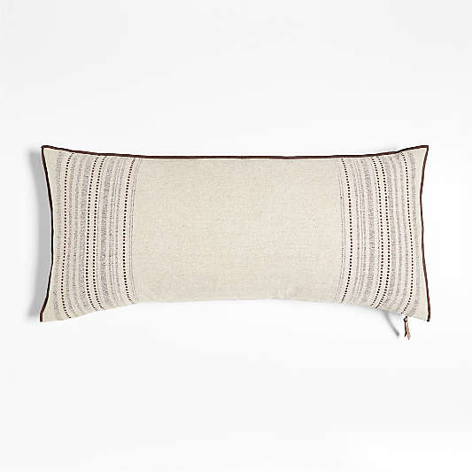 Bande Ivory Textured Stripe 36"x16" Throw Pillow Cover