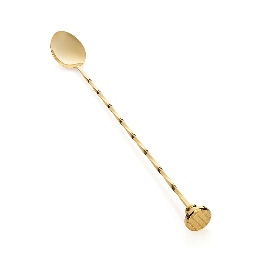 Gold Bar Spoon With Muddler