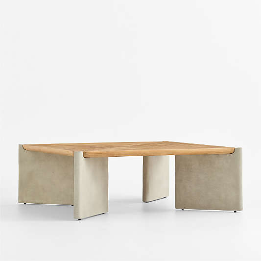 Barbados Teak and Resin 45" Square Outdoor Coffee Table