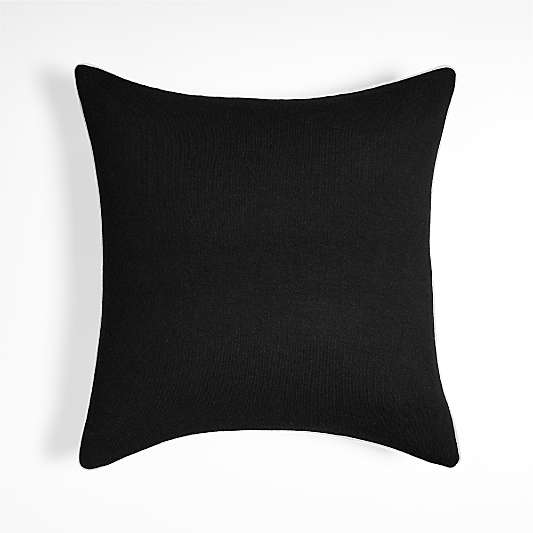 Bardot 20" Recycled Cashmere and Wool Ink Black Pillow with Feather Insert