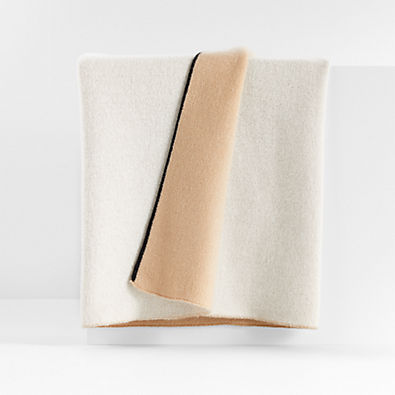 View Bardot Warm Natural Recycled Cashmere Throw Blanket 70"x55" details