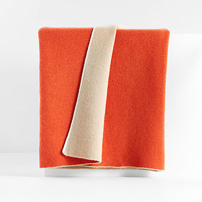 View Bardot Persimmon Recycled Cashmere Throw Blanket 70"x55" details