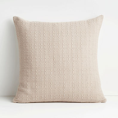 View Bari 20"x20" Taupe Knitted Throw Pillow with Feather Insert details