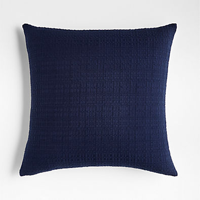 View Bari 20"x20" Indigo Knitted Throw Pillow Cover with Down-Alternative Insert details