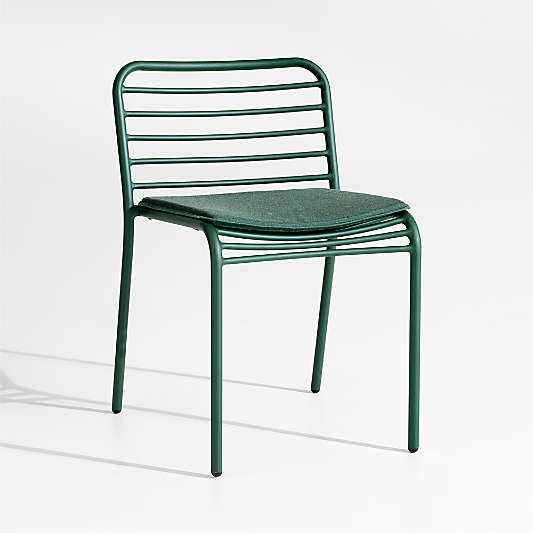 Bari Green Metal Stackable Outdoor Dining Chair with Cushion