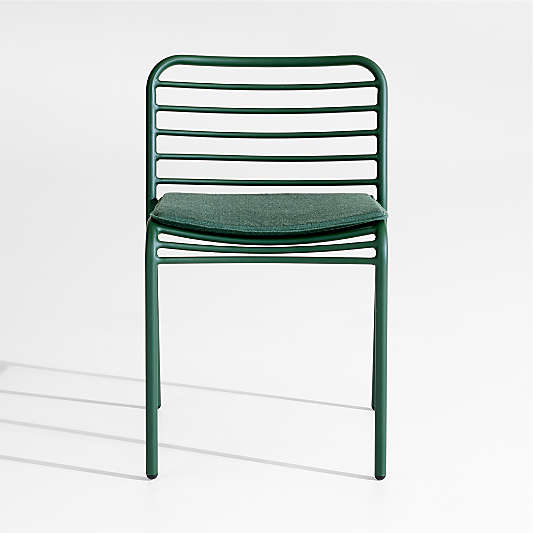 Bari Green Metal Stackable Outdoor Dining Chair with Cushion