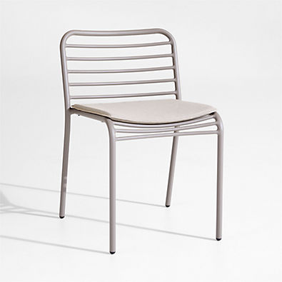 View Bari Taupe Metal Stackable Outdoor Dining Chair with Cushion details