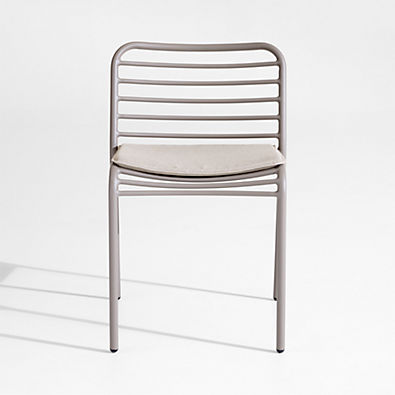 View Bari Taupe Metal Stackable Outdoor Dining Chair with Cushion details