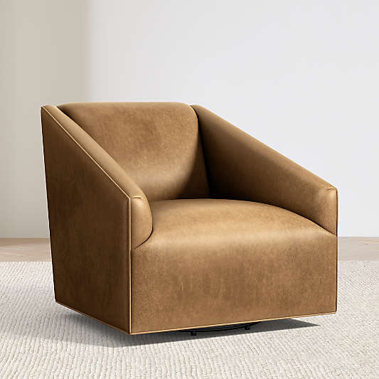 Baron Leather Swivel Accent Chair