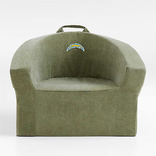 NFL Los Angeles Chargers Large Cyprus Green Organic Cotton Kids Lounge Barrel Chair